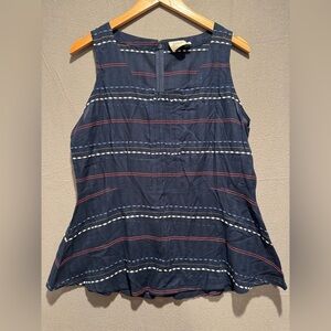 Mata Traders Navy Sleeveless Striped Peplum Tank